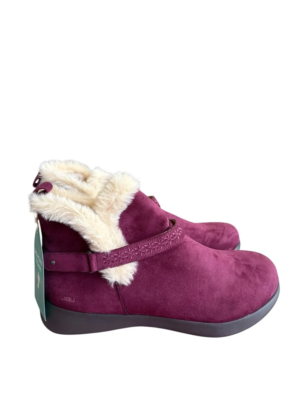 NWOB JBU JAMBU womens hook & loop boots shoe size 11 burgundy  faux leather